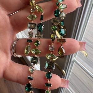 Swarovski Emerald & Peridot Crystal Drop Necklace - Green.